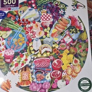 Eeboo Round 500-Piece Puzzle - Colorful Charcuterie